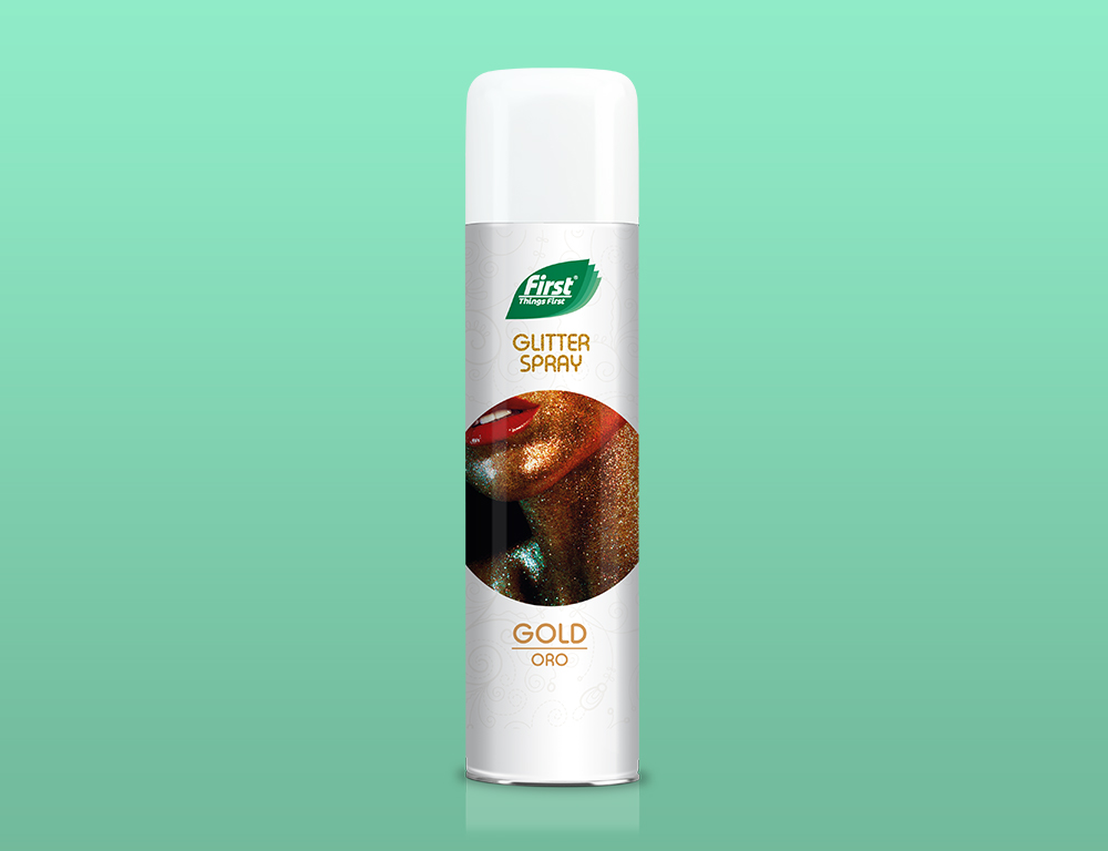 First Things First Glitter Spray Gold