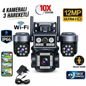 4 Kameralı Ultra HD 360 Dönebilen Kablosuz Wifi Kamera