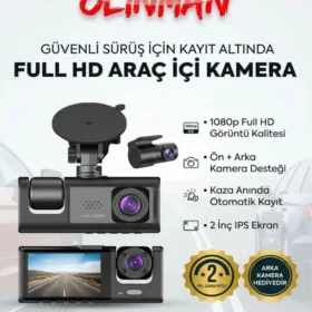 Olinman 3 kameralı araç içi kamera