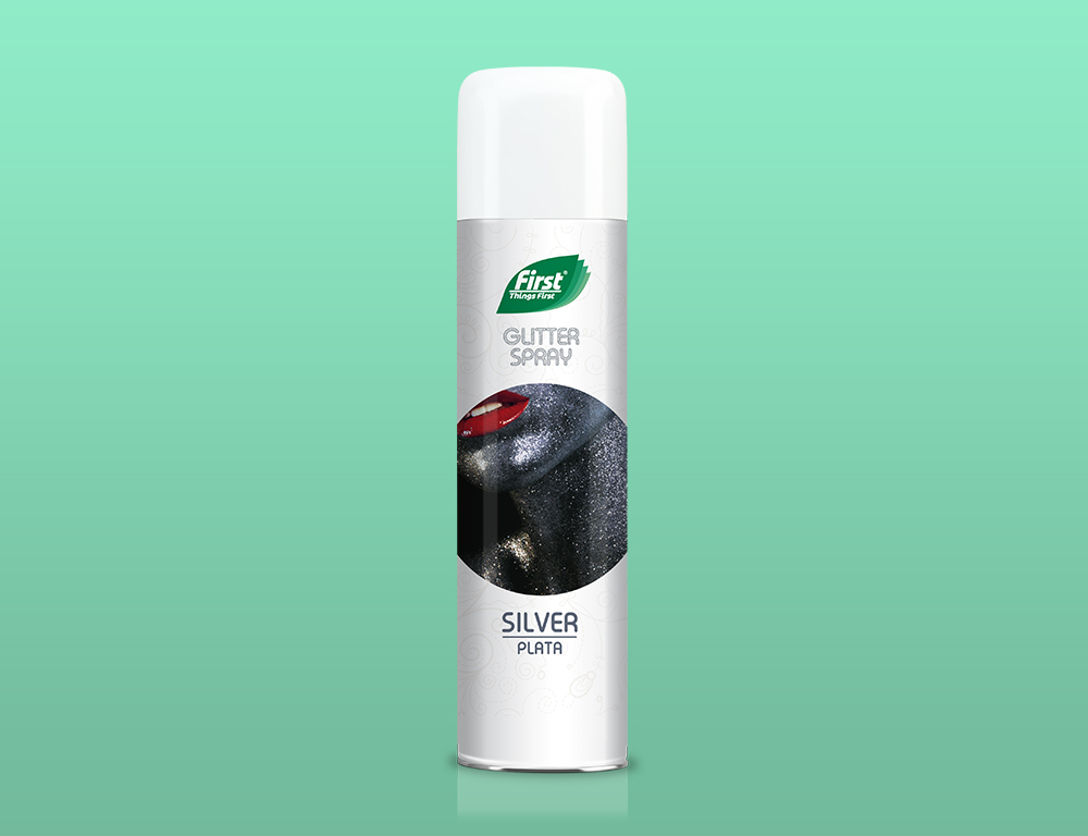 First Things First Glitter Spray Silver